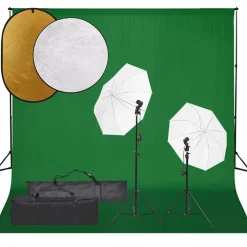 Camera & Optiek*vidaXL Fotostudioset met verlichtingsset, achtergrond en reflector Groen
