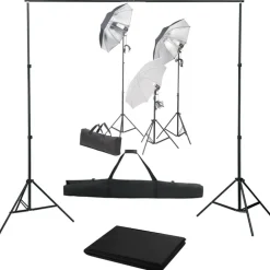 Camera & Optiek*vidaXL Fotostudioset met verlichtingsset en achtergrond Zwart