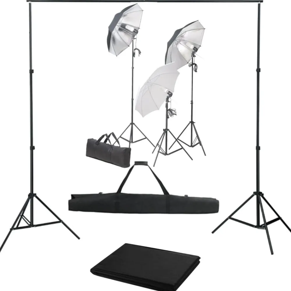 Camera & Optiek*vidaXL Fotostudioset met verlichtingsset en achtergrond Zwart