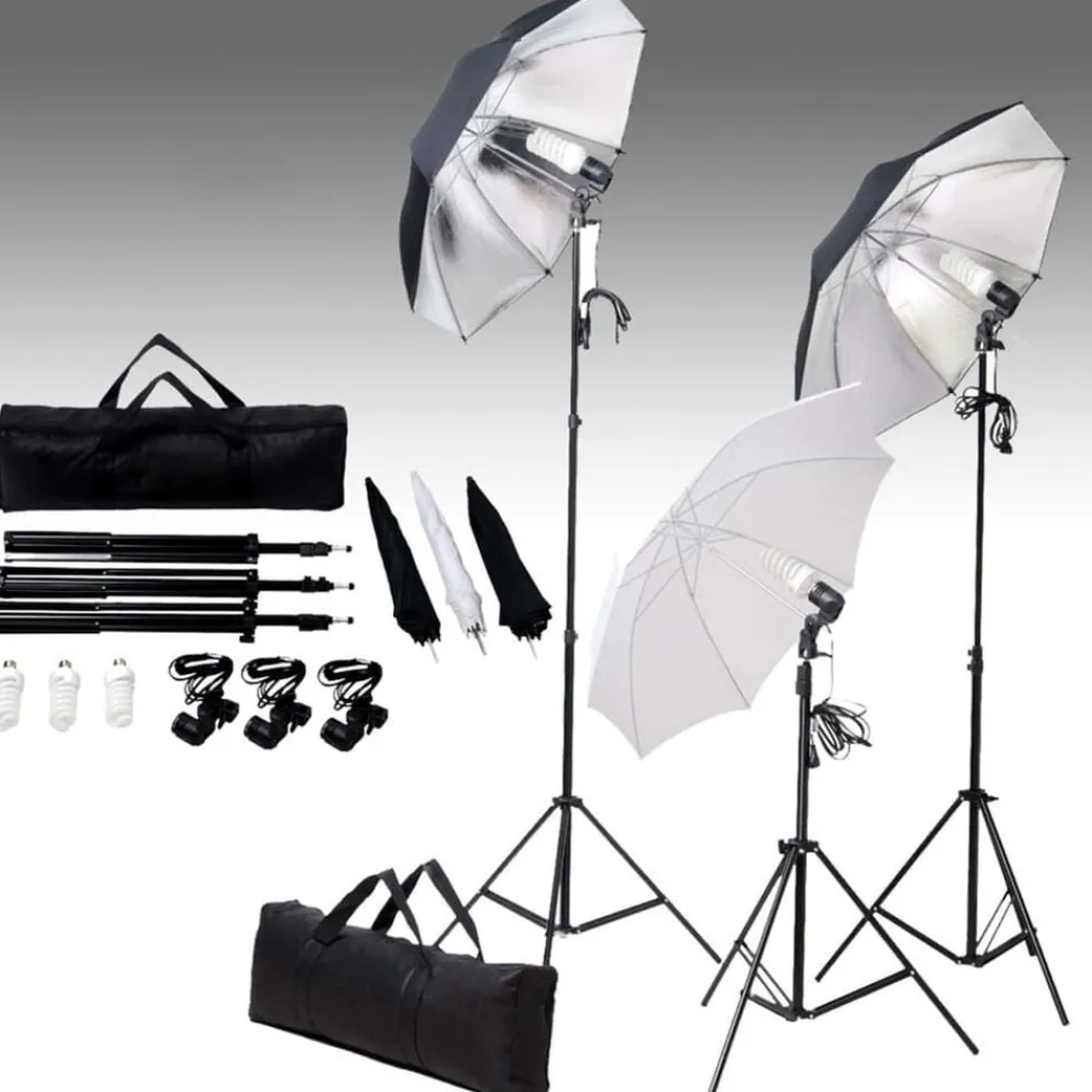 Camera & Optiek*vidaXL Fotostudioset met verlichtingsset en achtergrond Zwart