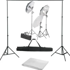 Camera & Optiek*vidaXL Fotostudioset met verlichtingsset en achtergrond Wit