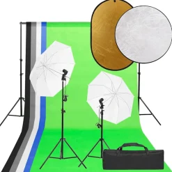 Fotostudioset met verlichtingsset, achtergrond en reflector>vidaXL Discount