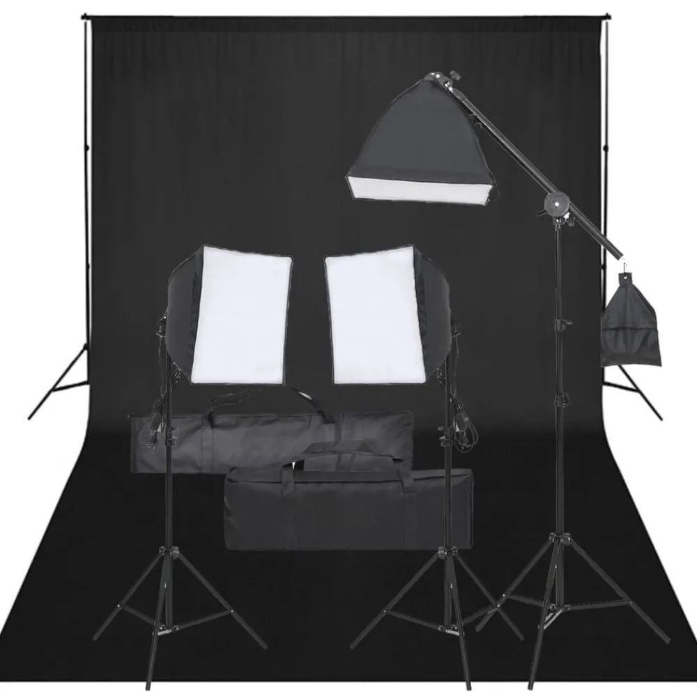 Fotostudioset met verlichtingsset en achtergrond>vidaXL
