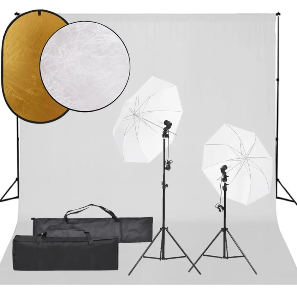 Camera & Optiek*vidaXL Fotostudioset met verlichtingsset, achtergrond en reflector Wit
