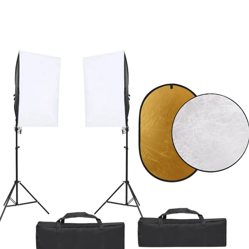 Camera & Optiek*vidaXL Fotostudioset met verlichtingsset, achtergrond en reflector