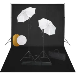 Fotostudioset met lampen, paraplu's, achtergrond en reflector>vidaXL Hot