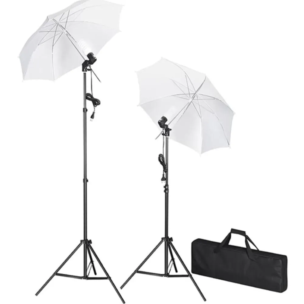 Fotostudioset met lampen, paraplu's, achtergrond en reflector>vidaXL Hot