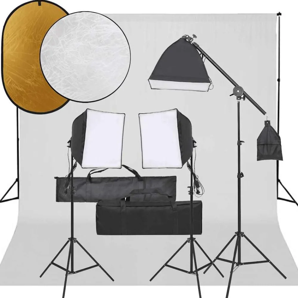 Camera & Optiek*vidaXL Fotostudioset met verlichtingsset, achtergrond en reflector
