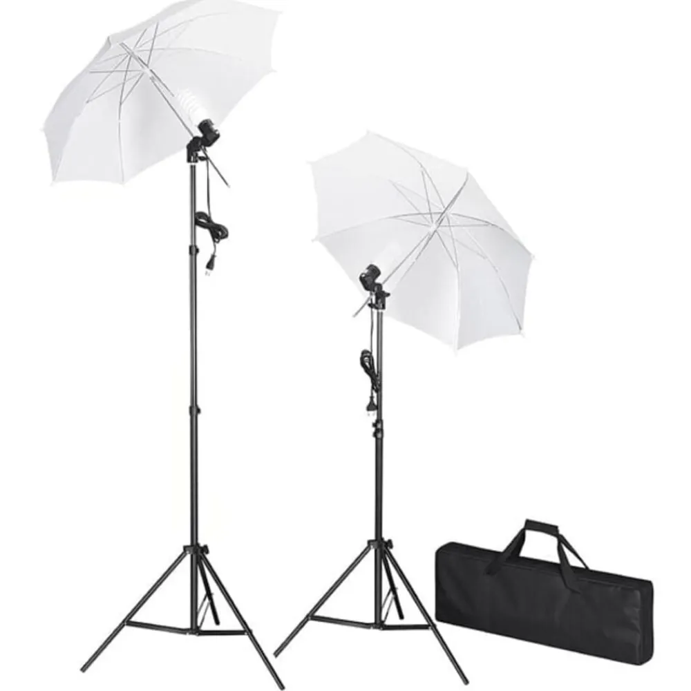Fotostudioset met achtergrond, lampen en paraplu's>vidaXL