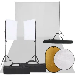 Fotostudioset met verlichtingsset, achtergrond en reflector>vidaXL Hot