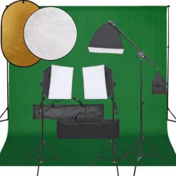 Camera & Optiek*vidaXL Fotostudioset met verlichtingsset, achtergrond en reflector