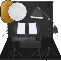 Fotostudioset met verlichtingsset, achtergrond en reflector>vidaXL Clearance