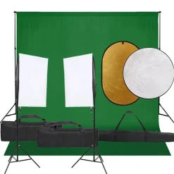 Camera & Optiek*vidaXL Fotostudioset met verlichtingsset, achtergrond en reflector