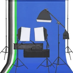 Camera & Optiek*vidaXL Fotostudioset met verlichtingsset en achtergrond