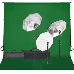 Fotostudioset met verlichtingsset en achtergrond>vidaXL