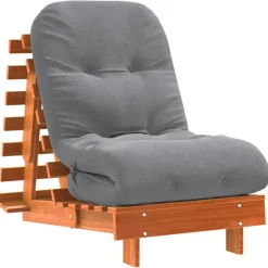 Futons*vidaXL Futon slaapbank met matras 60x206x11 cm grenenhout Wasbruin
