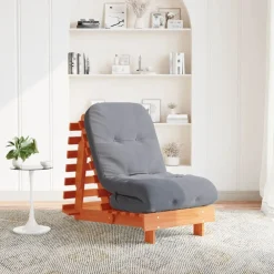 Futons*vidaXL Futon slaapbank met matras 60x206x11 cm grenenhout Wasbruin