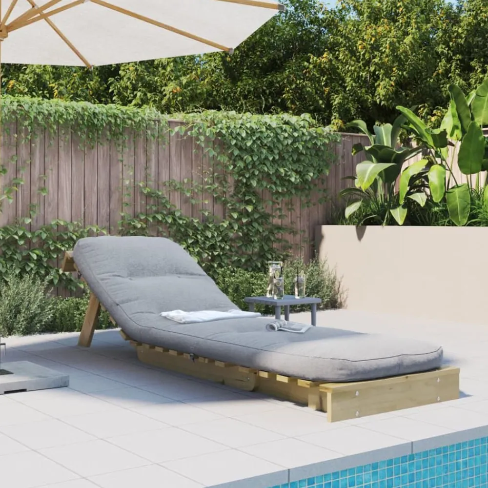Futons*vidaXL Futon slaapbank met matras 60x206x11 cm geïmpregneerd hout Naturel geïmpregneerd