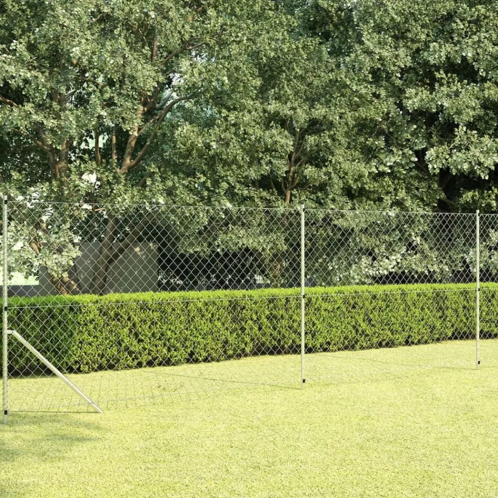 Gaashek met palen 15x1,5 m gegalvaniseerd staal zilverkleurig>vidaXL Best