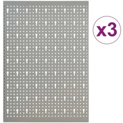 Bouwbeslag*vidaXL Gaatjespaneel wandgemonteerd 3 st 40x58 cm staal