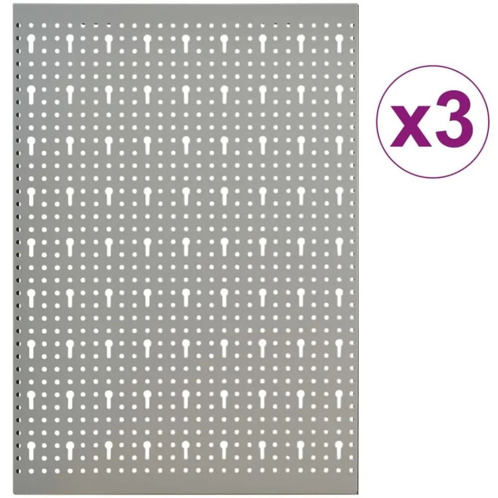 Bouwbeslag*vidaXL Gaatjespaneel wandgemonteerd 3 st 40x58 cm staal