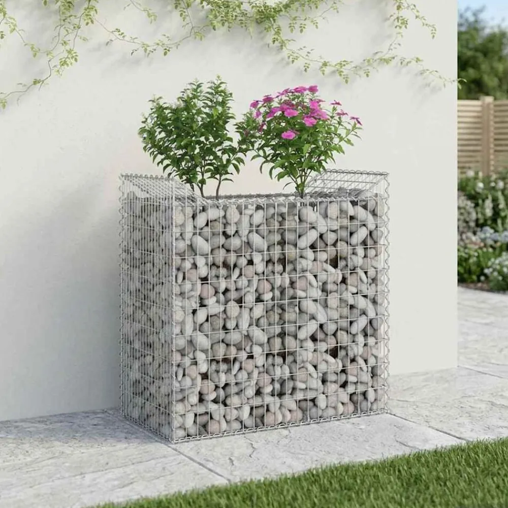 Tuinafscheidingen*vidaXL Gabion Verhoogd Bed Zilver 50 x 100 x 100 cm