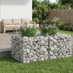 Tuinafscheidingen*vidaXL Gabion Verhoogd Bed Zilver 100 x 100 x 60 cm