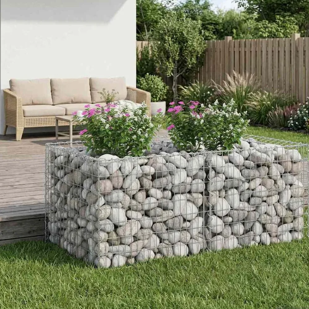Tuinafscheidingen*vidaXL Gabion Verhoogd Bed Zilver 100 x 100 x 60 cm
