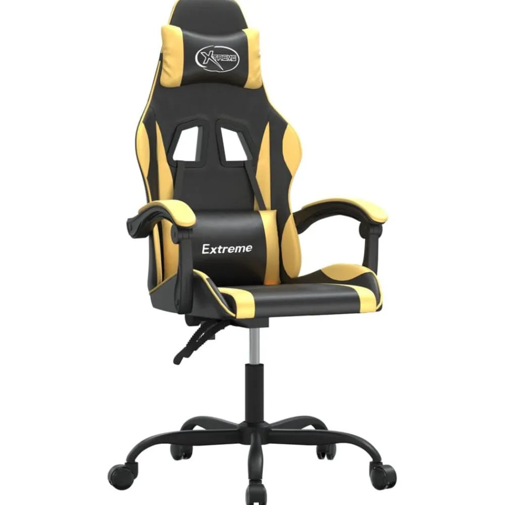 Stoelen*vidaXL Gamestoel kunstleer Zwart en goud