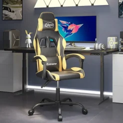 Stoelen*vidaXL Gamestoel kunstleer Zwart en goud