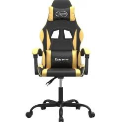 Stoelen*vidaXL Gamestoel kunstleer Zwart en goud