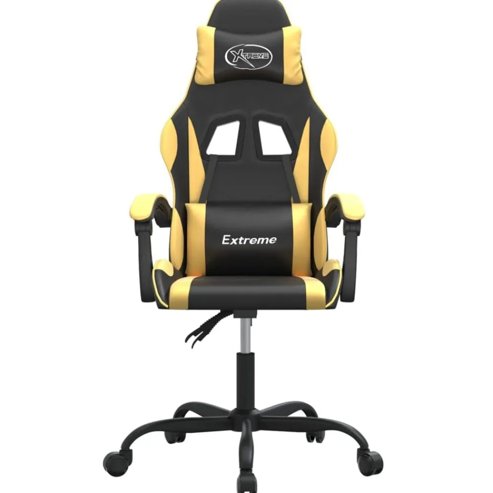 Stoelen*vidaXL Gamestoel kunstleer Zwart en goud