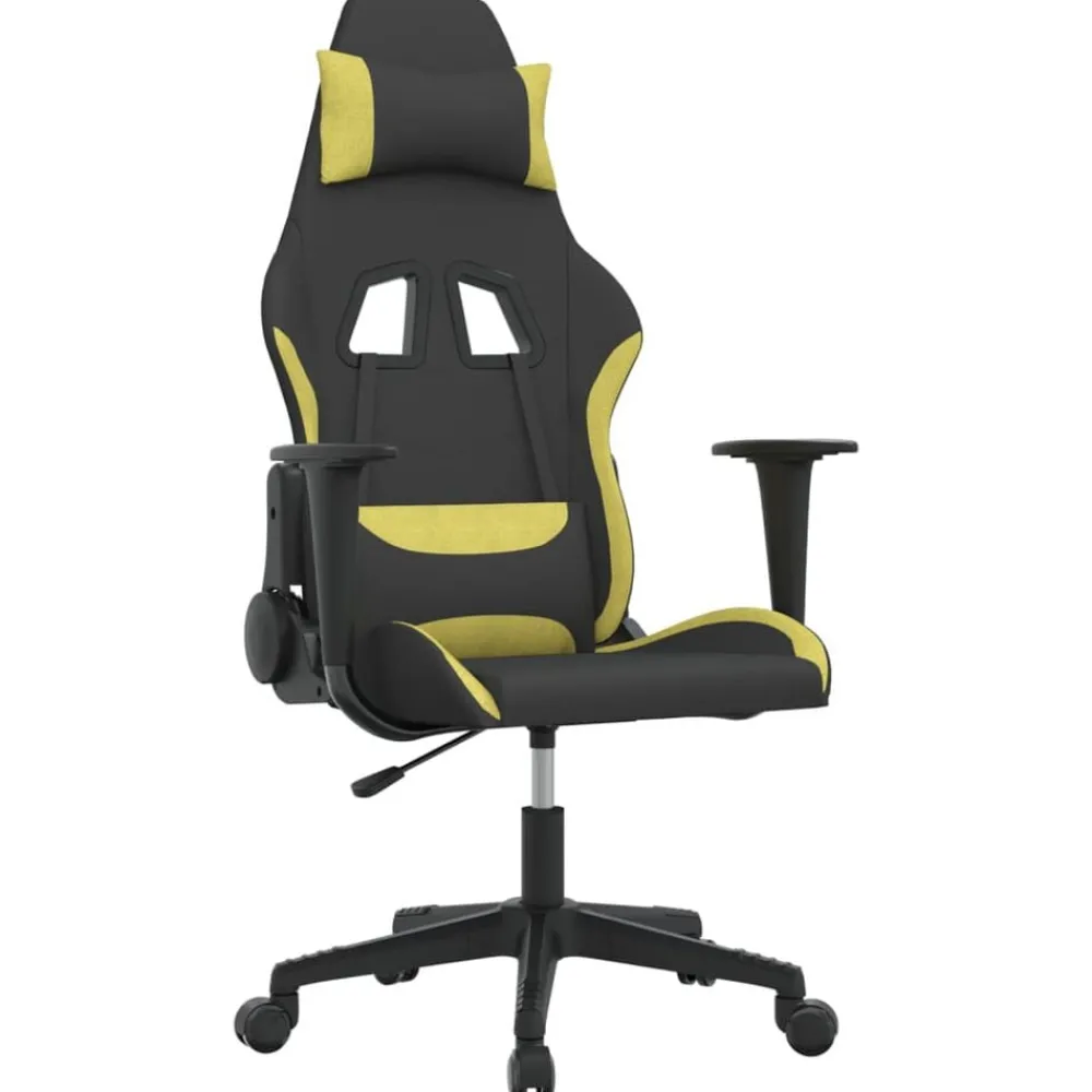 Stoelen*vidaXL Gamestoel stof Zwart en lichtgroen