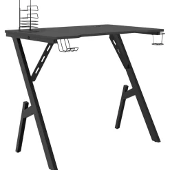 Kantoormeubelen*vidaXL Gamingbureau met Y-vormige poten 90x60x75 cm zwart Zwart en rood