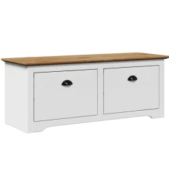 Bankjes*vidaXL Gangbank BODO 114x40x45 cm Wit en bruin