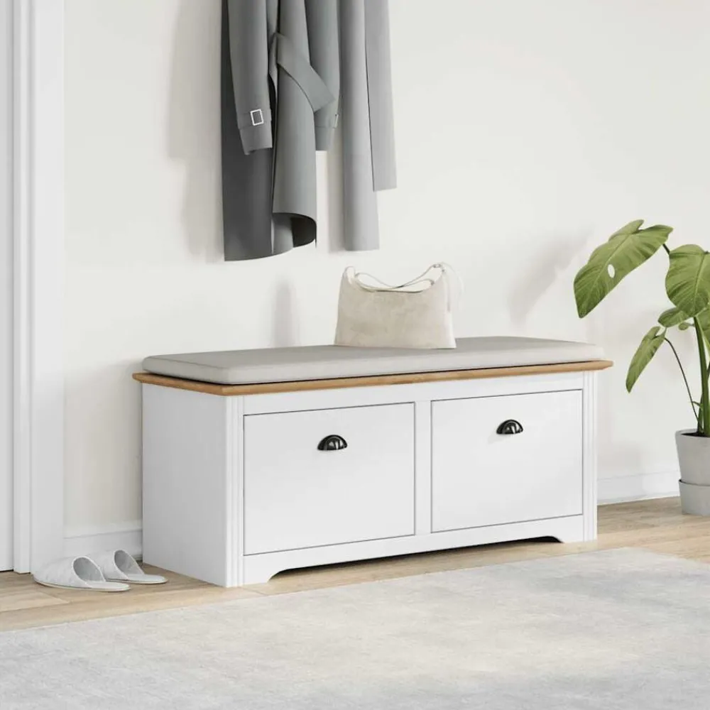 Bankjes*vidaXL Gangbank BODO 114x40x45 cm Wit en bruin