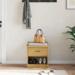 Bankjes*vidaXL Gangbankje SANDNES 45x40x50 cm massief grenenhout Walnoothouten afwerking