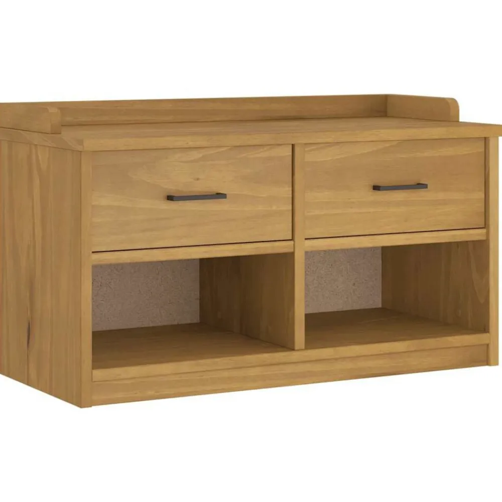 Bankjes*vidaXL Gangbankje SANDNES 87x40x50 cm massief grenenhout Walnoothouten afwerking