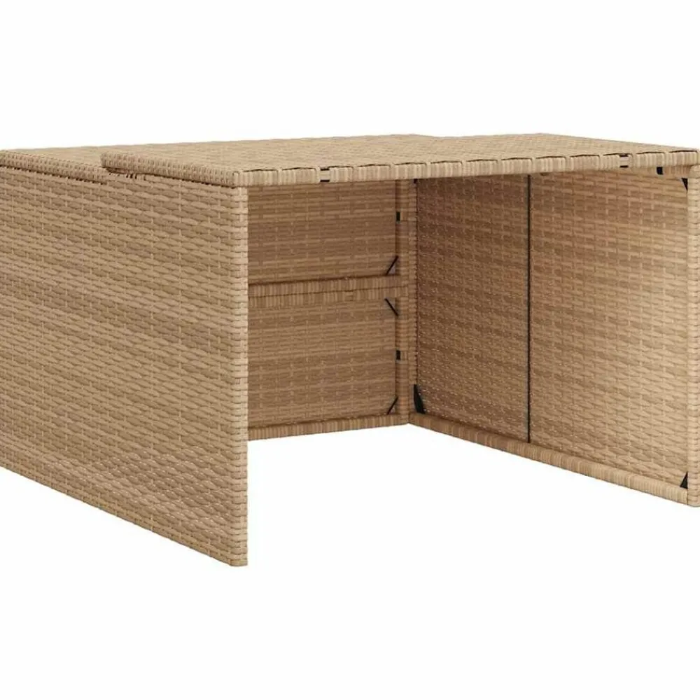 Tuin & Gazon*vidaXL Garage voor robotmaaier 86x90x52/57 cm poly rattan Beige