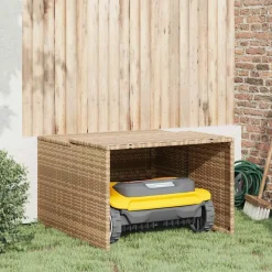 Tuin & Gazon*vidaXL Garage voor robotmaaier 86x90x52/57 cm poly rattan Beige
