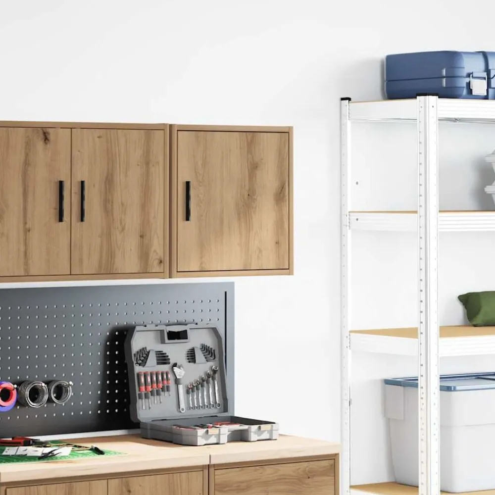 Industriële Opslag*vidaXL Garage wandkast bewerkt hout ambachtelijk eiken artisian oak