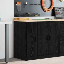 Industriële Opslag*vidaXL Garagekast 30x51x85 cm massief grenenhout Zwart