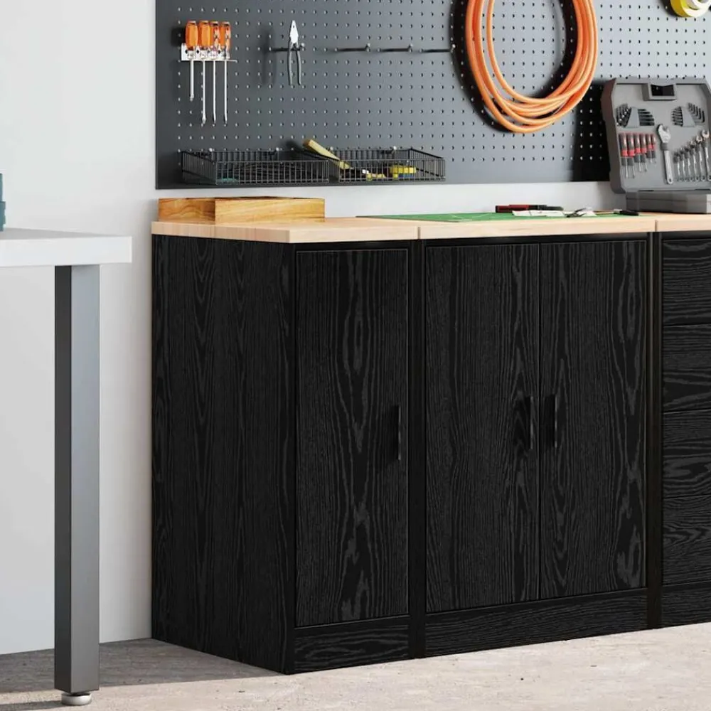 Industriële Opslag*vidaXL Garagekast 30x51x85 cm massief grenenhout Zwart