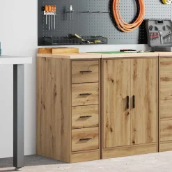 Garagekast 30x51x85 cm massief grenenhout artisan eikenkleurig>vidaXL Online