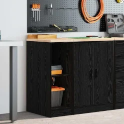 Industriële Opslag*vidaXL Garagekast 30x51x85 cm massief grenenhout Zwart