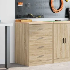 Industriële Opslag*vidaXL Garagekast 60x51x85 cm massief grenenhout kleurig Sonoma eiken