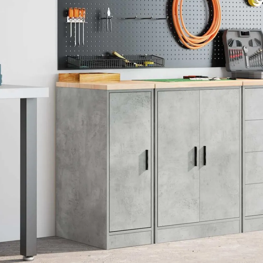 Industriële Opslag*vidaXL Garagekast 30x51x85 cm massief grenenhout Betongrijs