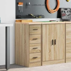 Industriële Opslag*vidaXL Garagekast 30x51x85 cm massief grenenhout kleurig Sonoma eiken