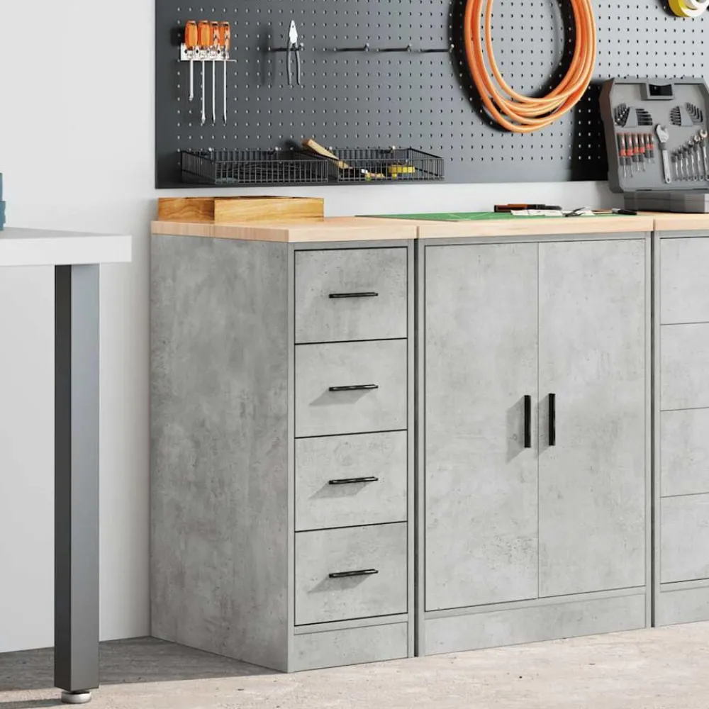 Industriële Opslag*vidaXL Garagekast 30x51x85 cm massief grenenhout Betongrijs