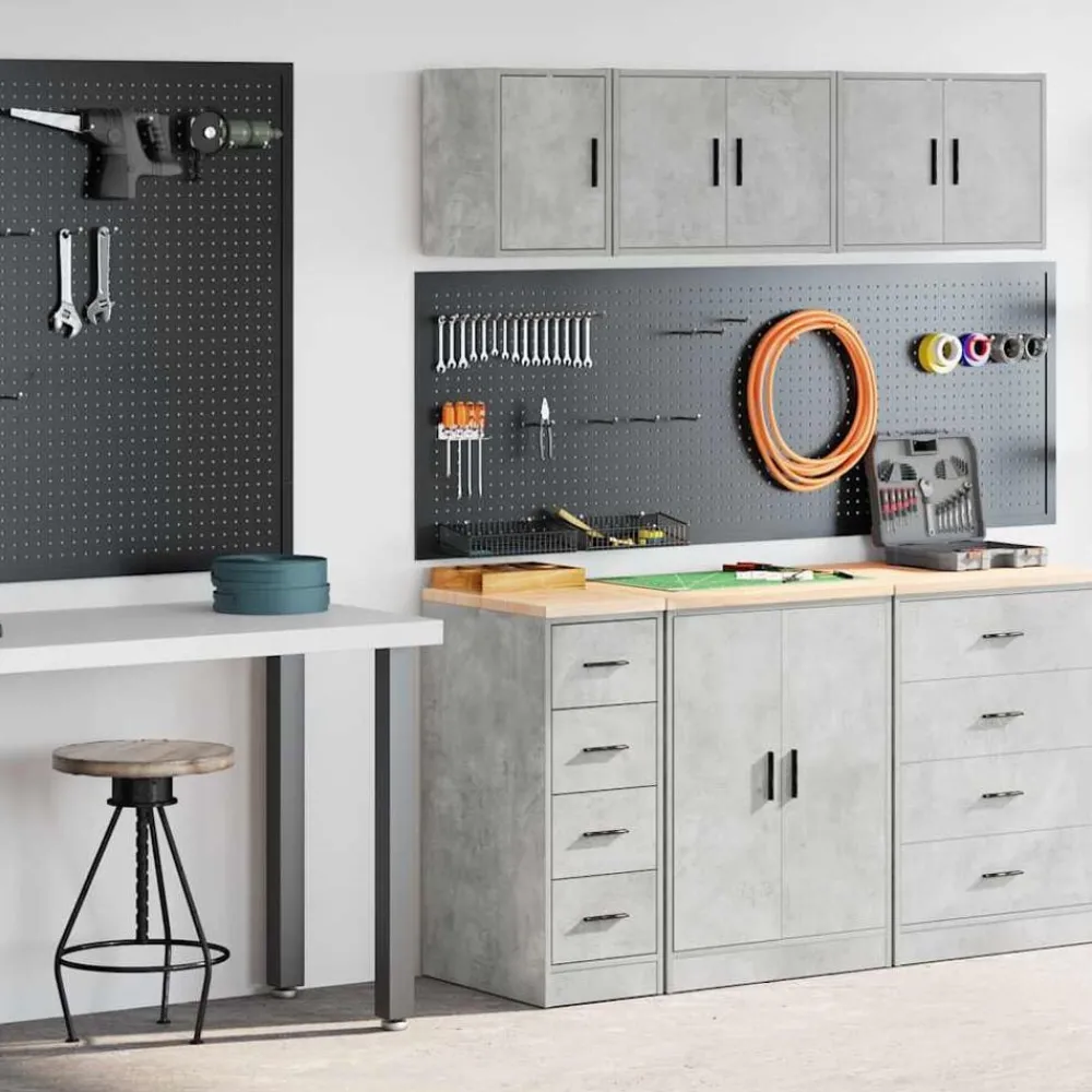 Industriële Opslag*vidaXL Garagekasten 2 st bewerkt hout Betongrijs
